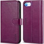 TUCCH Wallet Case for iPhone8/7 iPhone SE 2022/SE 2020, [RFID Blocking] [4 Card Slots] Flip Cover RFID Blocking Magnetic Closure Shock-Absorbent Case Compatible with iPhone 7/8/SE2/SE3 - Plum Purple