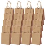 Cooraby 30 Pieces Mini Paper Party Bags 4.72 x 2.36 x 5.9 Inches Small Brown Gift Bag Party Kraft Bags with Handle for Birthday Wedding Parties