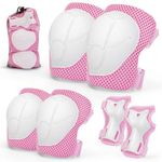 Kids Knee And Elbow Pads ,6pcs Wrist Guard Knee And Elbow Pads for Children, Kids Sports Protective Gear Set With Mesh Bag for Skateboard, Roller Skating, Biking, And Outdoor Multi-Sports (Pink)