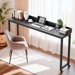 Clevich Overbed Table with Wheels, Queen/Full Size Mobile Computer Desk, Overbed Laptop Table, Over Bed Table with Heavy Duty Metal Leg, 16" D x 71" W x 41" H (Black)