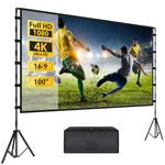 Yekavo Projection Screen with Stand,Projector Screen and Stand, Projector Screen 100 Inch 4k HD Indoor Outdoor Projector Screen 16:9, Wrinkle-Free Design for Camping Backyard Movie