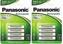 8pcs Panasonic P03E Rechargeable AAA Battery Pre-charged & Ready to use 750mAh NiMh Batteries