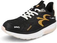 Gravity Defyer g-defy Energiya Cross Training Shoes for Women | Comfortable Orthopedic Shoes for Standing All Day | Patented VersoShock Technology | Wide Toe Box Black,Gold