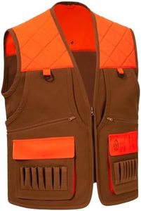 BASSDASH Multi Pockets Upland Field Bird Hunting Vest Blaze Orange Brown Water Resistant Rip Stop for Men Women