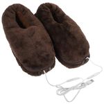 Healifty USB Electric Heating Slippers Foot Warmer Electric Heated Up Shoes Winter Shoes for Adult Brown (Medium)