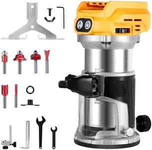 Cordless Router compatible with Dewalt 20V MAX battery (Battery not included), 6-speed, 800W 30,000 RPM, includes trim router bits, edge/roller guide, dust hood, Ideal for woodworking
