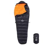 OMVMO 0 Degrees F 650 Fill Power Down Sleeping Bag for Adults, Down Mummy Sleeping Bag for Camping Hiking Backpacking,4 Season. (0℉/Right Zip/with Arm Holes, Regular(Fits up to 6'0'')
