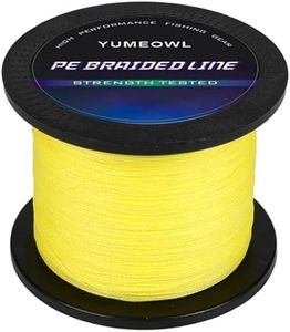 YUMEOWL Thinner Braided Fishing Line, Ultra-Strong Abrasion Resistant Zero Stretch Braided Line, 8 Strand, Yellow, 1093YDS, 65LB, 0.43MM