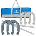 SpeedArmis Horseshoes Outside Game Set - Universal Size Lawn Horseshoes Outdoor Games for Parties Beach Backyard, Includes 4 Horseshoes, 2 Steel Stakes and Long-Lasting Carrying Bag