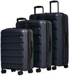 ANTLER - Logo Stripe Hard Shell Suitcase Set - Expandable Cabin, Medium & Large Luggage, Durable & Lightweight, 4 Spinner Wheels - Adjustable Handle, TSA Lock - Navy Blue