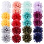 Cinaci 24 Pack/12 Pairs Solid 2.8" Chiffon Flower Fully Lined Alligator Hair Clips Duckbill Barrettes Accessories for Baby Girls Infants Toddlers Kids Teens