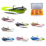 RuiJiaXiang 8g 6cm 8pcs Paddle Tail Swimbaits Fishing lures Soft Bait Set Pre-Rigged Jigs Head fishing spoon Sea Fishing Lures Plastic Artificial Swimbaits Fishing Tackle for Saltwater and Freshwater