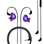 BASN in Ear Monitor Headphones for Musicians Audiophiles Drummers, Bsinger Pro Noise Isolating Earbuds with Dual Driver Dynamic Crystal Clear Sound (Pro Clear Purple)