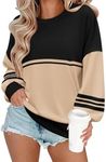 Zeagoo Women Striped Soft Sweatshirt Long Sleeve Pullover Tops Lightweight Sweatshirt Casual Tops Fall Outfits 2024 Y2K No Hoodies Large