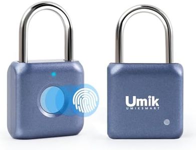 UMIK UMIKSMART Fingerprint Padlock, Keyless Biometric Lock, Water-Resistant, USB Rechargeable Smart Lock for Bookcases, Bikes, Sports Lockers, Storage, Blue