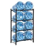 5 Gallon Water Bottle Holder Water Jug Holder 4 Tier Heavy Duty Water Jug Rack for 8 Bottles Detachable 5 Gallon Water Jug Stand Organizer Shelf for Home Kitchen Office, Black