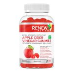 Renew Actives Apple Cider Vinegar Gummies – Supports Energy Metabolism and Immune Function – Enhanced with Beets, Pomegranate, Folate, and Vitamin B12 for Added Antioxidant Power – 60 Delicious Vegan Gummies – Made in Canada.