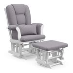 Storkcraft Tuscany Custom Glider and Ottoman, White/Slate Gray Swirl