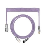 EPOMAKER Macaron 1.8m Coiled Type-C to USB A TPU Mechanical Keyboard Cable with Detachable Aviator Connector for Gaming Keyboard/Tablet/Smart Phone (Purple)