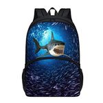 KUIFORTI Ocean Shark School Backpacks for Kids,Boys Girls Laptop Schoolbags with Adjustable Shoulder Straps,3D Aniaml Shark Casual Daypack Elementary Preschool Bookbag for Outdoor Travel Hiking