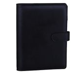 Antner A5 PU Leather Binder 6 Ring Notebook Photocard Budget Binder Cover for A5 Refill Paper, Refillable Loose Leaf Personal Planner Organizer Binder with Magnetic Buckle, Black