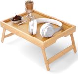 Bamboo Bed Tray Table with Foldable Legs Breakfast Tray, Lightweight Laptop Desk for Eating, Reading, Working in Bed or Sofa – Portable Lap Desk with Handles, Perfect for Home - Natural