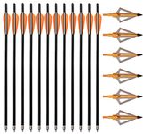 IancExport 12 Pack Hunting Crossbow Bolts Carbon Crossbow Arrows 182022 Inch and Hunting Broadheads 6 Pack,Archery Hunting Arrows with 4 Vanes and Replaced Arrowhead Tip (18 inch Orange)