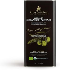 A ATLAS OLIVE OILS Bulk Organic Cold Pressed Moroccan Extra Virgin Olive Oil, Polyphenol Rich, Newly Harvested Unprocessed from One Single Family Farm Cold Press Ext. Virgin 170 Fl Oz (Pack of 1)