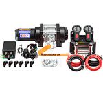 WINCHMAX 3,000lb (1,361kg) Military Grade 12v Electric Winch. 15.5m x 5mm Steel Rope. 1/4 Inch Clevis Hook.