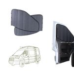 VanEssential Insulated Blackout Front Door Window Covers Designed for Ford Transit Van High and Medium Roof Year 2015 to Current (Pair) - Charcoal Gray