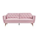 Bravich 'Victoria' 3 Triple Seater Velvet Fabric Sofa Bed- Rose Click Clack Mechanism Sofa Bed With Gold Accent Legs. Living Room Furniture For Adult Guest Bed. Comfy Living Settee Couch Futon