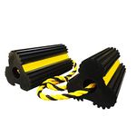 ROBLOCK Wheel Chocks Heavy-Duty Rubber Wheel Block with Nylon Rope Yellow Reflective Tape, 4.1" Long x 7.8" Wide x 3.9" High