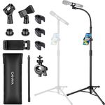 CAHAYA Upgraded Gooseneck Microphone Stand Universal Metal Mic Stand with Smartphone Holder and Carrying Bag, for Performance Singing Speech Wedding Stage and Outdoor CY0312