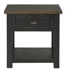 Martin Svensson Home Solid Wood End Table, Black with Brown Top