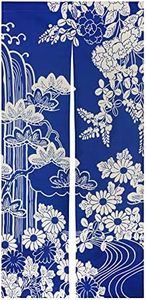 LIGICKY Japanese Style Noren Doorway Curtains Thick Long Type Printed Door Hanging Tapestries for Home Decoration 33.5 x 70.9 inch, Blue (Chrysanthemum)