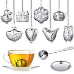 Vesici 10 Sets Loose Leaf Tea Infuser Set Stainless Steel Tea Strainer for Loose Tea Holder Infuser Ball Tea Filter Includes Chain Hooks and 1 Drip Trays with 1 Tea Spoon for Brew Tea Leaves Mug