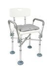 KMINA - Shower Chair for Inside of Shower (330 lbs) with Double Reinforced Crossbar and Cushion, Bath Chair for Seniors, Adjustable Shower Chairs, Free Assembly, White Chair - Made in Europe