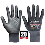 LINCONSON 20 Pack Ultimate Grip Construction Mechanic Work Gloves PU Coated (L (Pack of 20), Black)