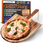 Acacia Wood Pizza Peel 16 inch Extra Large - Wooden Pizza Board with Handle for Oven - Pizza Paddle + Cutting & Serving Board - Premium Pizza Making Accessories & Baking Supplies