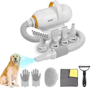 ROPO Dog Dryer Pet Dryer Dog Grooming Dryer, pet Hair Dryer,Dog Hair Dryer,High Power Intelligent Digital Screen Display Dog Water Blower Adjustable Speed and Temperature (White, SE01)