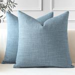 JOTOM Set of 2 Cushion Covers 45x45 cm Linen Blue Decorative Throw Pillow Covers 18x18 Inch Square Cushion Case Home Decor Pillowcases for Couch Sofa Living Room Bed (Blue)