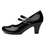 Lilley Violet Womens Black Patent Strap Court Shoe - Size 5 UK - Black