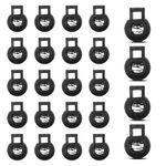 Giantree 24 Pack Round Spring Cord Lock, Black Single Hole Plastic Toggle Stopper for Drawstring Paracord Cord Stop Elastic Shoelace Lock Hats Clothes Bags String Clip Fastener Replacement(24)