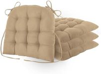 FlyGulls Non Slip Chair Cushions for Dining Chairs Thick Kitchen Chair Pads with Ties Tufted Dining Chair Cushions Set of 4 (Beige)