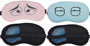 soneev mart Fabric Eye Mask For Sleeping Men Women With Cooling Gel For Night Deep Sleep, Dark Circles, Puffy Eye's, Dry Eyes And Eye Fatigue (Pink-Cat, Blue-Square)