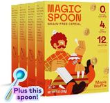 Magic Spoon Cereal - Maple Waffle 4-Pack of Cereal and Spoon - Keto & Low Carb Lifestyles, Gluten & Grain Free, High Protein, 0g Sugar