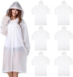 BRAMBLE 6 Pack Festival Poncho (Waterproof, Adult) Reusable One-Size Clear Rain Poncho for Sports Events, Hiking