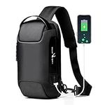 Sling Bag for Men Crossbody Backpack Anti Theft Shoulder Bag with USB Charging Port and TSA Lock Waterproof Hiking Chest Bag