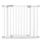 Hauck Baby Gate for Doors and Stairs Open N Stop inclusive 9 cm Extension, Child Stair Gate for Widths 84 to 89 cm, Stair Gate Pressure Fit - No Screws, One-Handed Opening to Both Sides, Metal, White