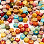 1400 PCS 4x7mm Acrylic Letter Beads for Jewelry Making Alphabet Beads for Bracelet Making DIY Beads for Personalized Jewelry Round Beads A-Z (Gold Colored Background)